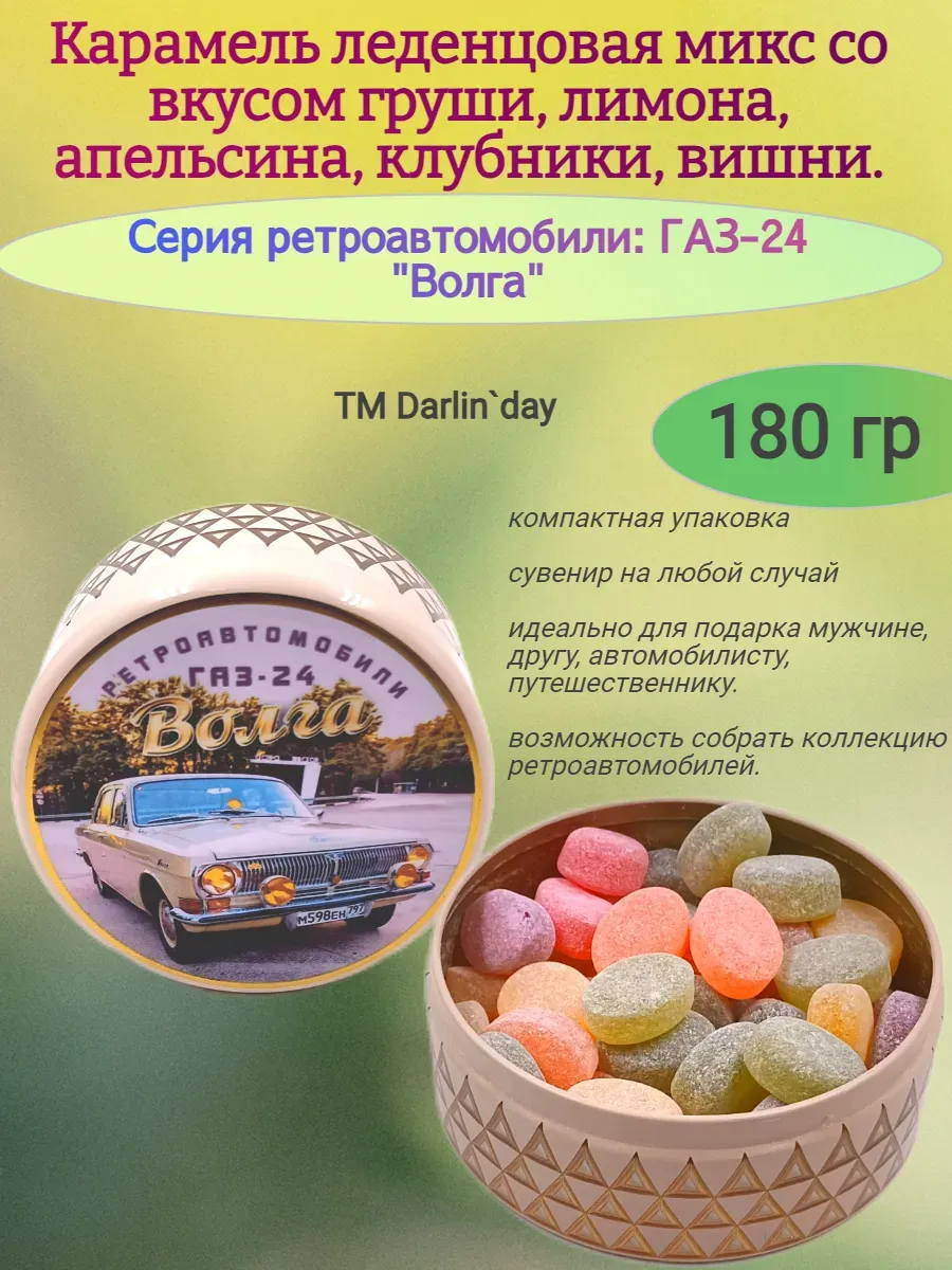 Карамель леденцовая, серия ретро, Волга-1,180гр