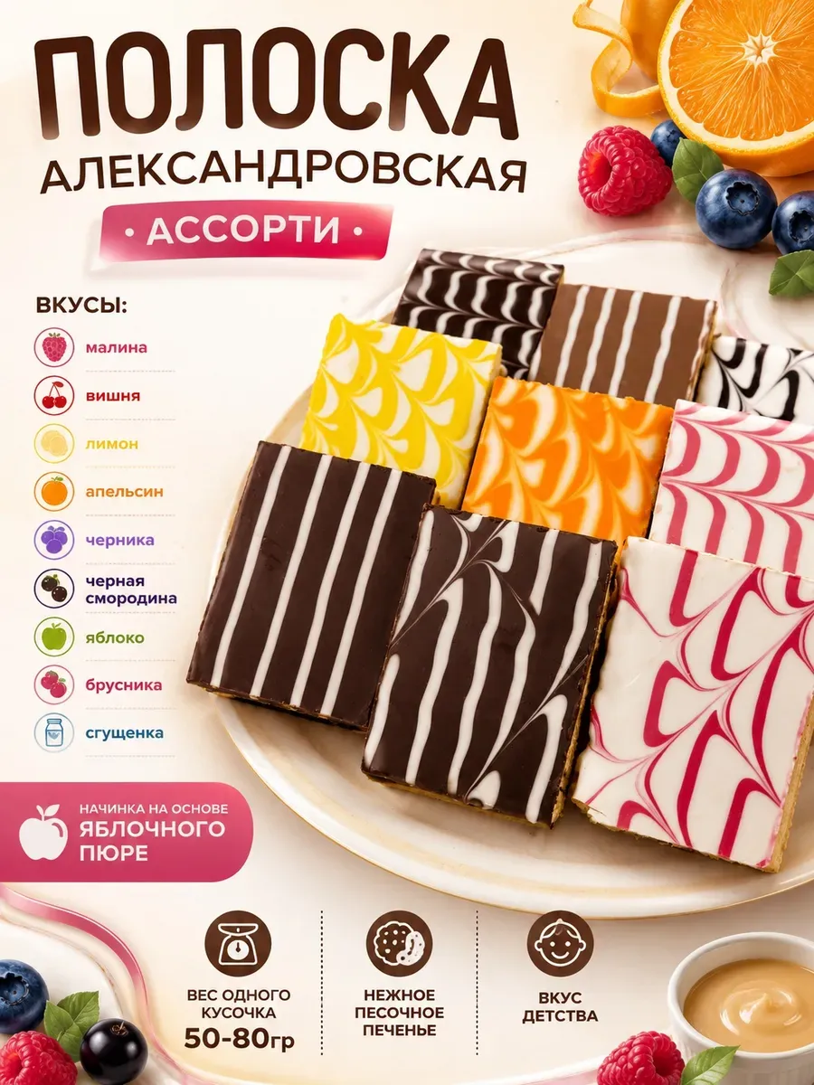 Печенье "Полоска Александровская" Ассорти (весовое)