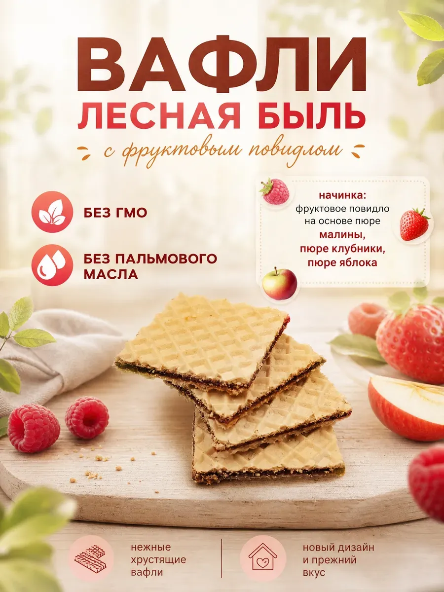 Вафли "Лесная быль"с фруктовым повидлом